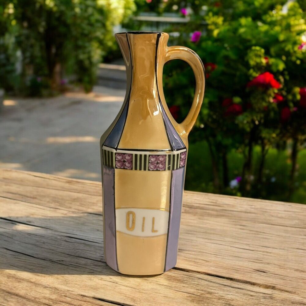 Vtg Orange Purple 1950s Lusterware Kitchen‎ 8” OUL CRUET Decanter GERMANY RARE